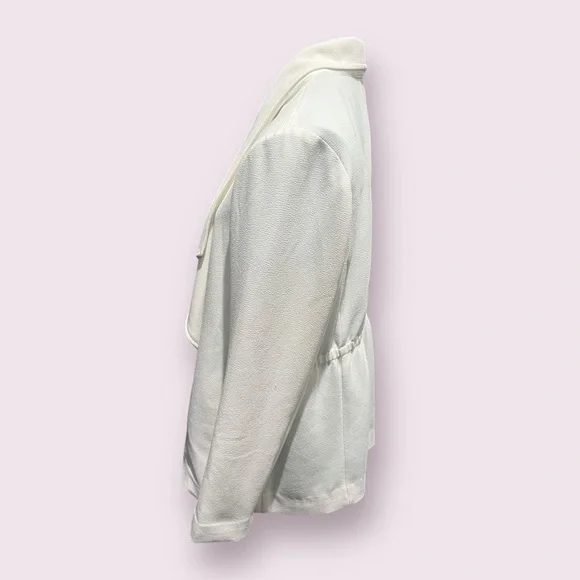 Alfani Soft White Open Front Draped Blazer | Size L - Picture 12 of 16